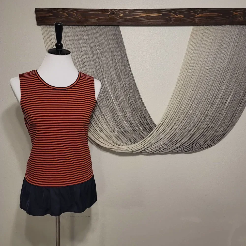 J.Crew Striped Ruffle Peplum Tank Top Sz M